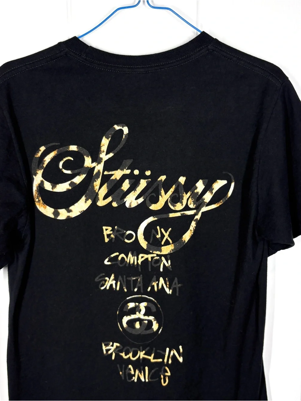 Stussy Men’s Black World Wide Wildlife Crew T-Shirt Size Small Black Yellow - Picture 8 of 8